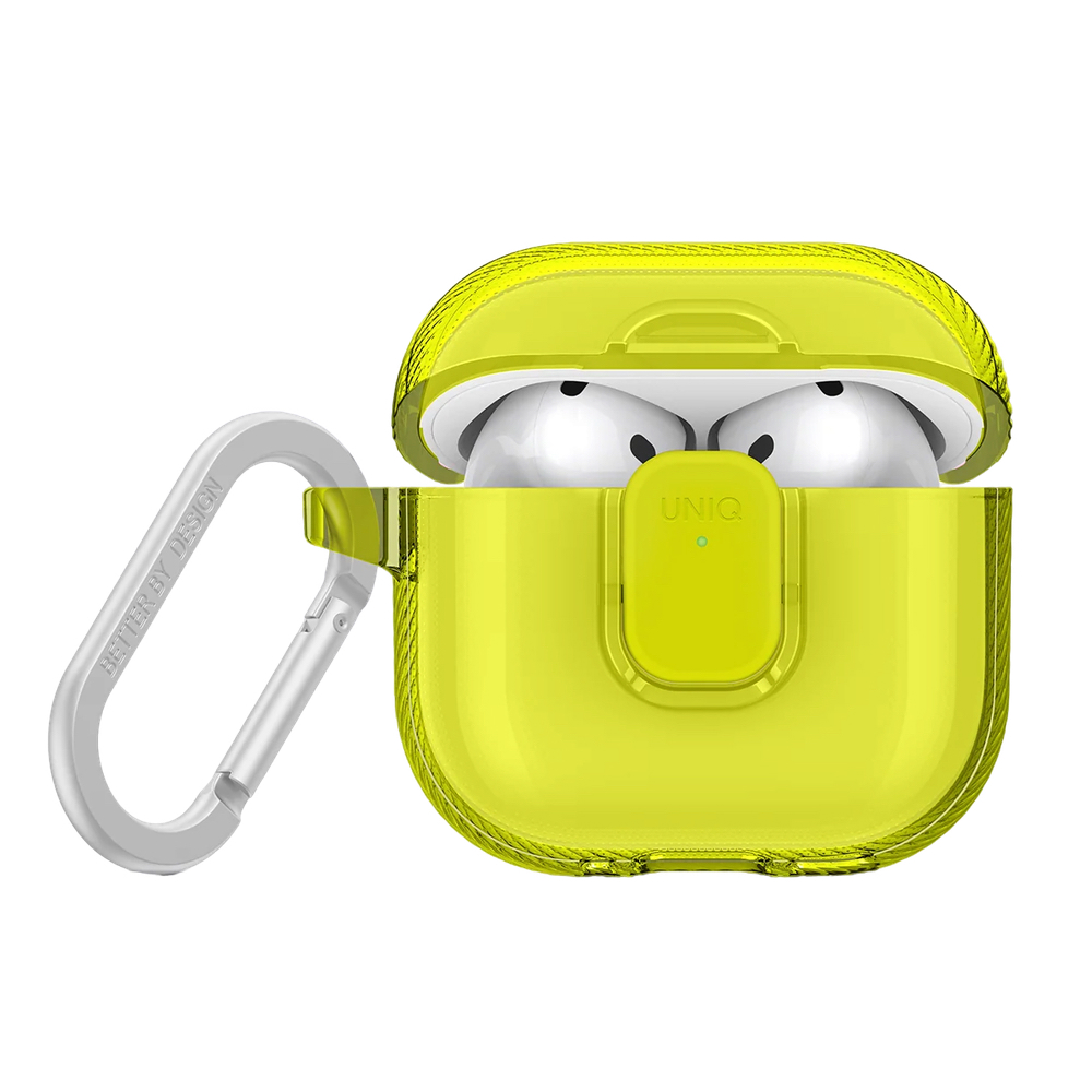 Чехол UNIQ Glase PRO TPU Lock case для AirPods 4, силикон. Цвет: светло-зеленый