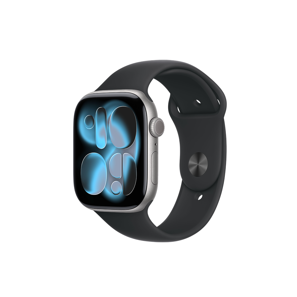 Apple Watch Series 11, 46 мм, корпус из алюминия цвета "серый космос", спортивный ремешок (M/L)