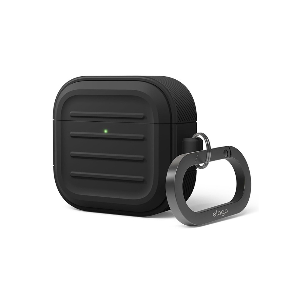 Чехол Elago Armor Silicone Hang case для AirPods 4, силикон. Цвет: черный