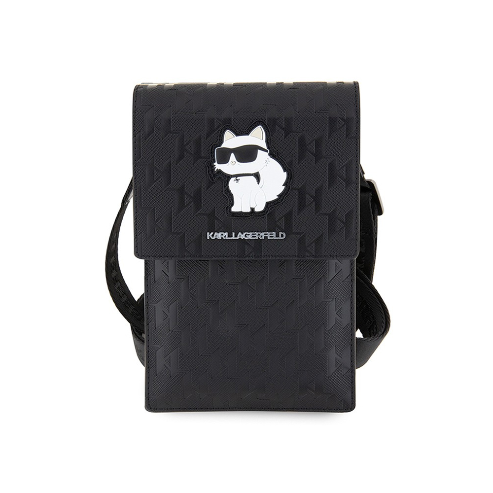 Сумка Lagerfeld Wallet Phone Pouch Saffiano Monogram NFT Choupette для iPhone. Цвет: черный