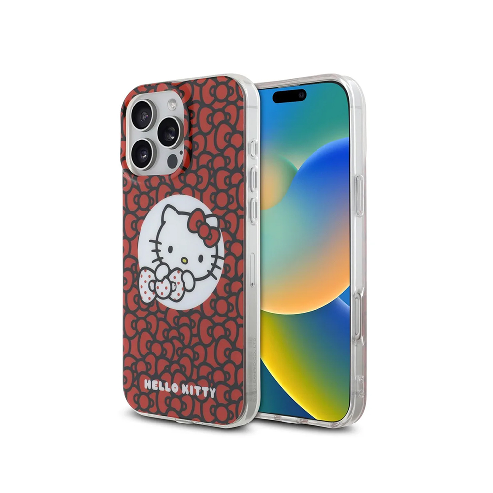 Чехол Hello Kitty PC/TPU Full Bow MagSafe для iPhone 16 Pro Max. Цвет: красный