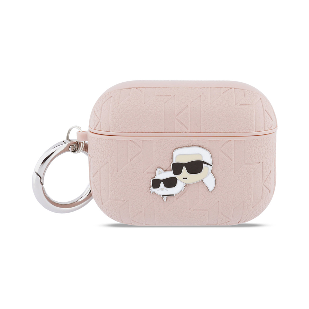 Чехол Lagerfeld PU Saffiano Monogram with ring NFT Metal Head K&С для AirPods Pro 3. Цвет: розовый