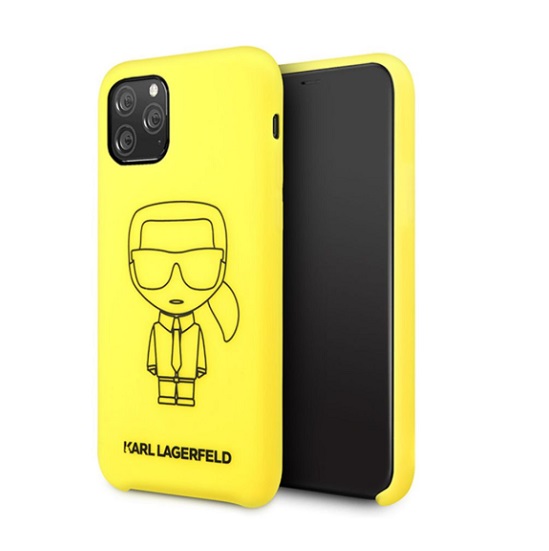 Чехол Lagerfeld для iPhone 11 Pro Liquid Silicone Iconic Hard. Цвет: желтый/черный