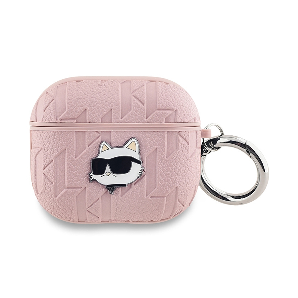 Чехол Lagerfeld PU Saffiano Monogram with ring NFT Metal Head Choupet для AirPods Pro 3. Цвет: розов