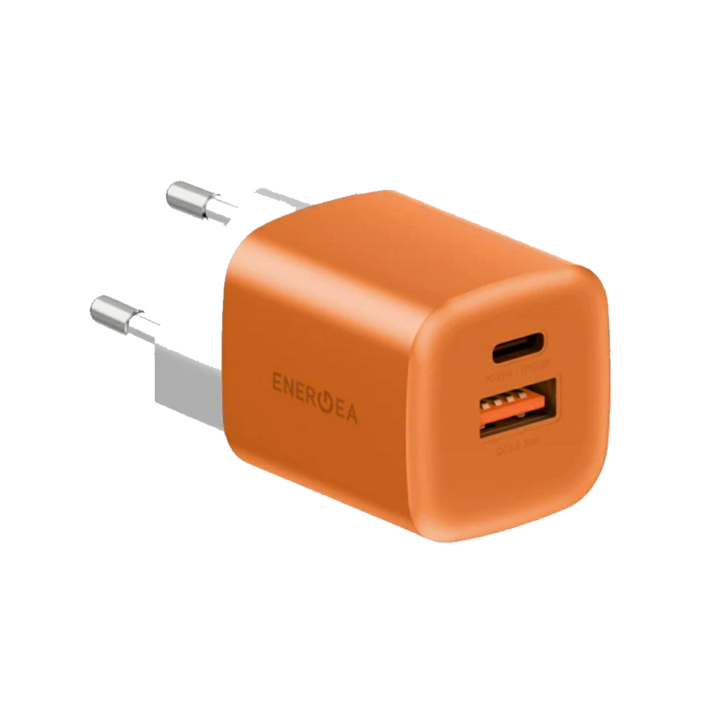Адаптер питания EnergEA Ampcharge GaN35 USB-C, USB-A QC 3.0, 35W Orange