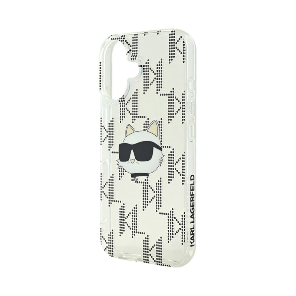 Чехол Lagerfeld PC/TPU Monogram NFT Choupette Head для iPhone 16. Цвет: прозрачный