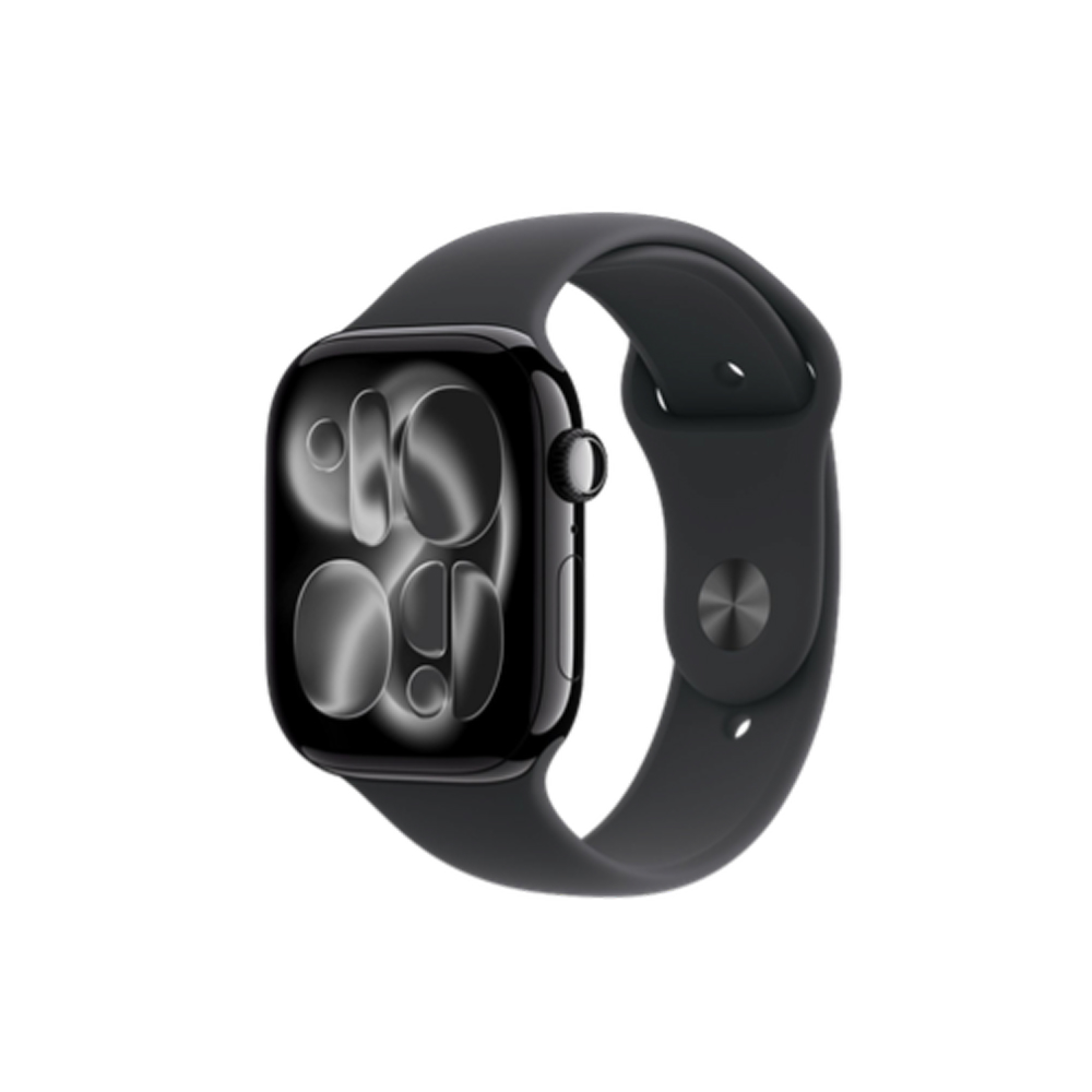Apple Watch Series 11, 46 мм, корпус из алюминия угольно-черного цвета, спортивный ремешок (S/M) Apple Watch Series 11, 46 мм, корпус из алюминия угольно-черного цвета, спортивный ремешок (S/M)