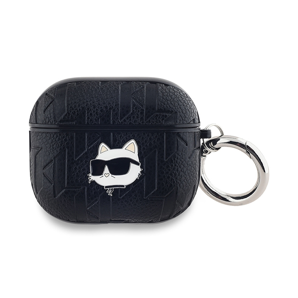 Чехол Lagerfeld PU Saffiano Monogram with ring NFT Metal Head K&С для AirPods Pro 3. Цвет: черный