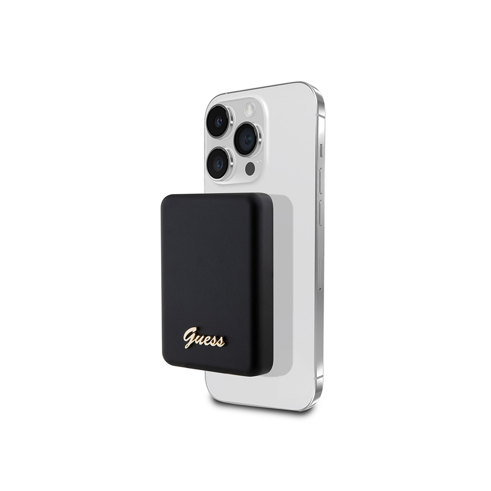 Внешний аккумулятор Guess with Metal Script logo MagSafe, 5000mAh. Цвет: черный