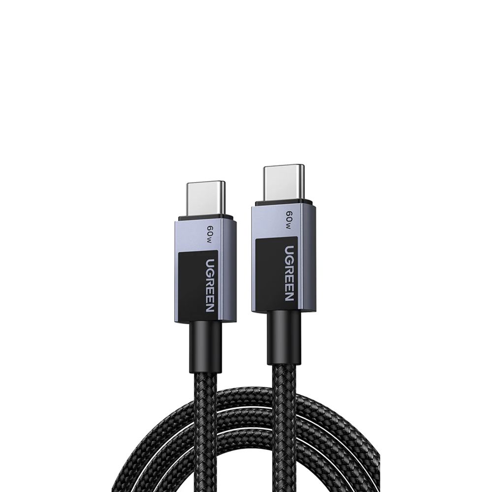 Кабель UGREEN  L524 USB-C to USB-C PD 3A Fast Charging Braided Date Cable, 1м. Цвет: серый космос