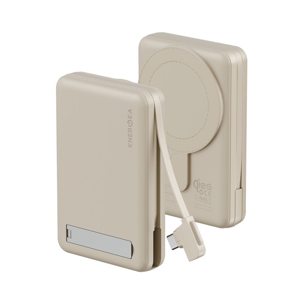 Внешний аккумулятор EnergEA MagPac PRO Plus, 10 000, 15W, Type-c 20W, Qi2. Цвет: песчаный