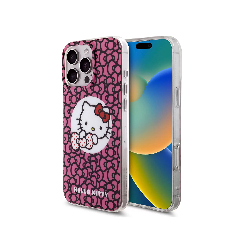 Чехол Hello Kitty PC/TPU Full Bow MagSafe для iPhone 16 Pro Max. Цвет: розовый