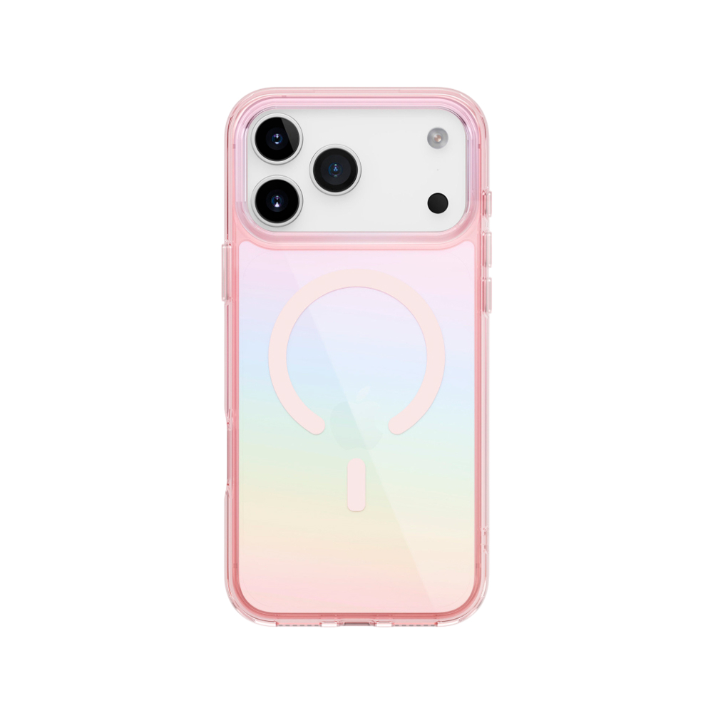 Чехол Uniq Iridescia (holographic) с MagSafe для iPhone 17 Pro. Цвет: розовая призма