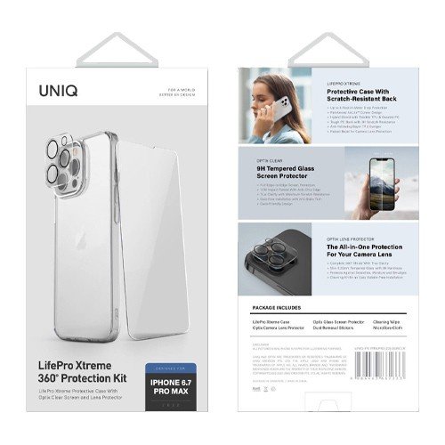 Набор Uniq Bundle 360 из Lifepro Xtreme+Optix glass+Camera lens для iPhone 14 Pro Max