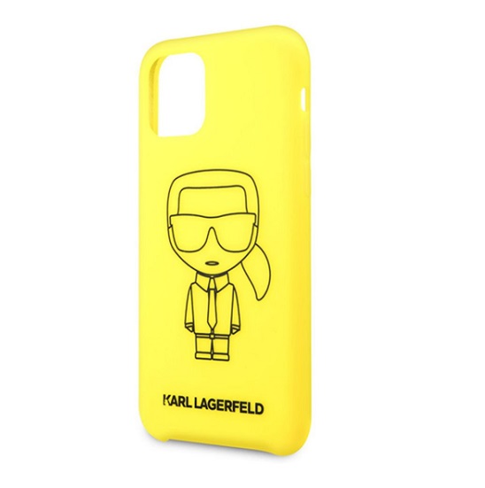 Чехол Lagerfeld для iPhone 11 Pro Liquid Silicone Iconic Hard. Цвет: желтый/черный