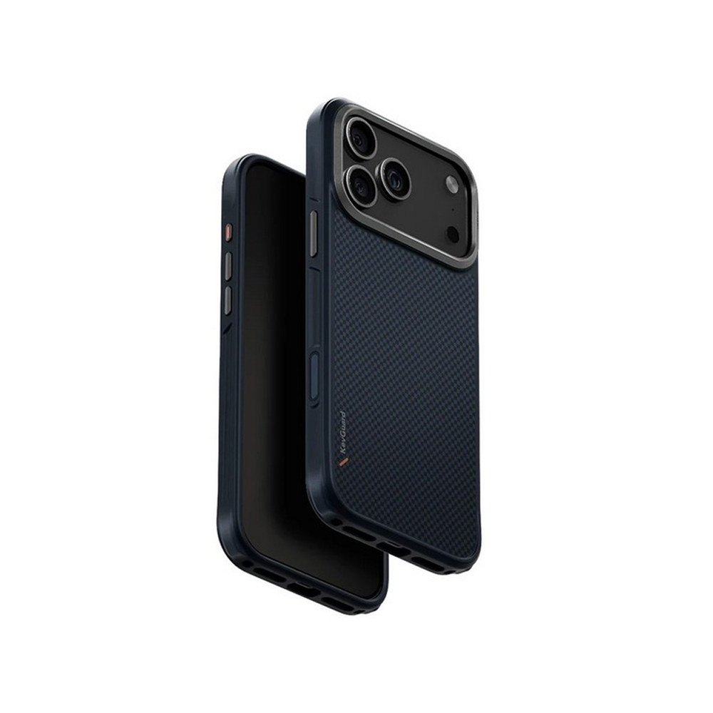 Чехол Uniq KEVA EDGE Full Kevlar Carbon с MagSafe для iPhone 17 Pro Max. Цвет: синий