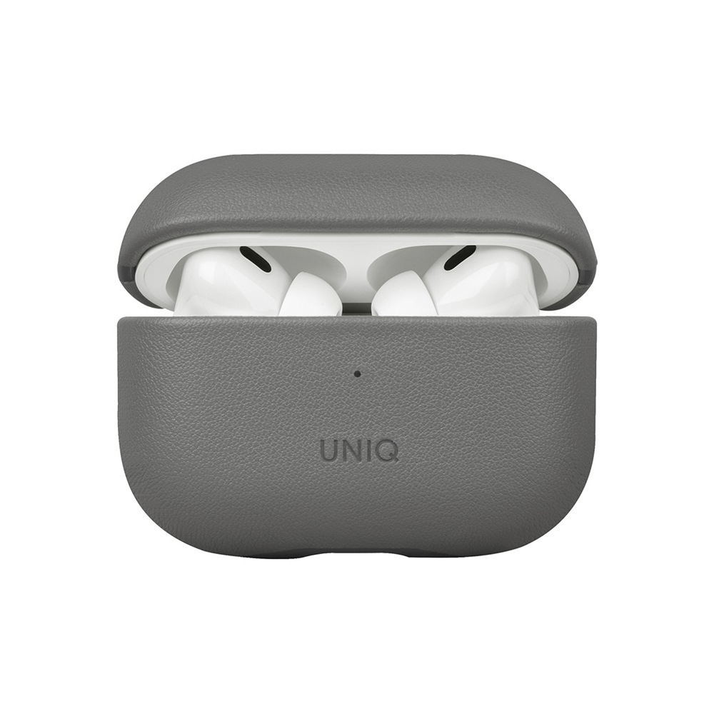 Чехол Uniq Lyden DS Leatherette для AirPods Pro 2 с ремешком. Цвет: серый/черный
