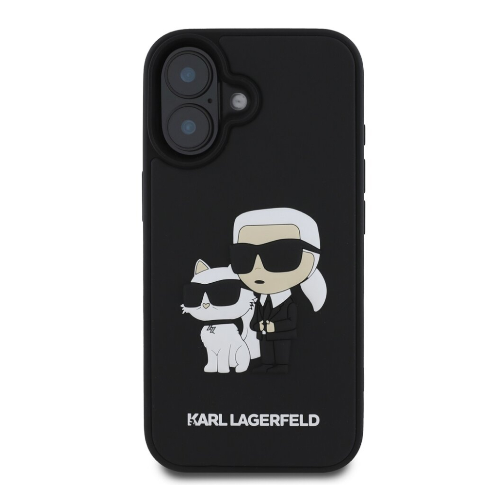 Чехол Lagerfeld 3D Rubber NFT Karl & Choupette для iPhone 16. Цвет: чёрный