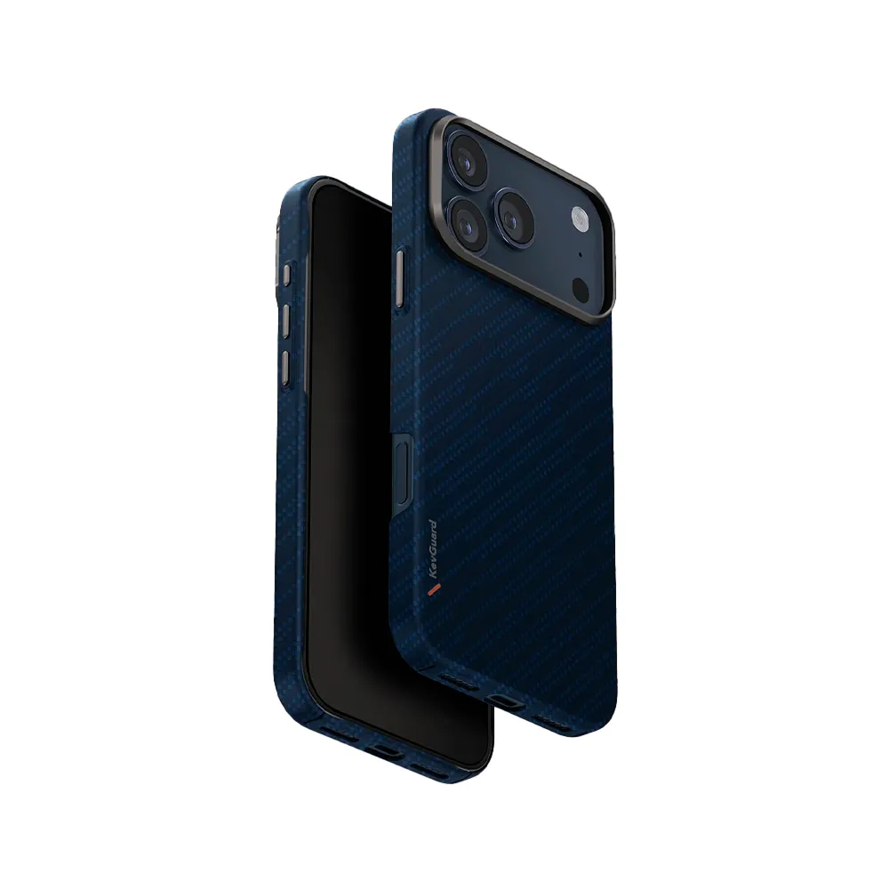 Чехол Uniq KEVA EDGE Full Kevlar Carbon с MagSafe для iPhone 17 Pro. Цвет: синий