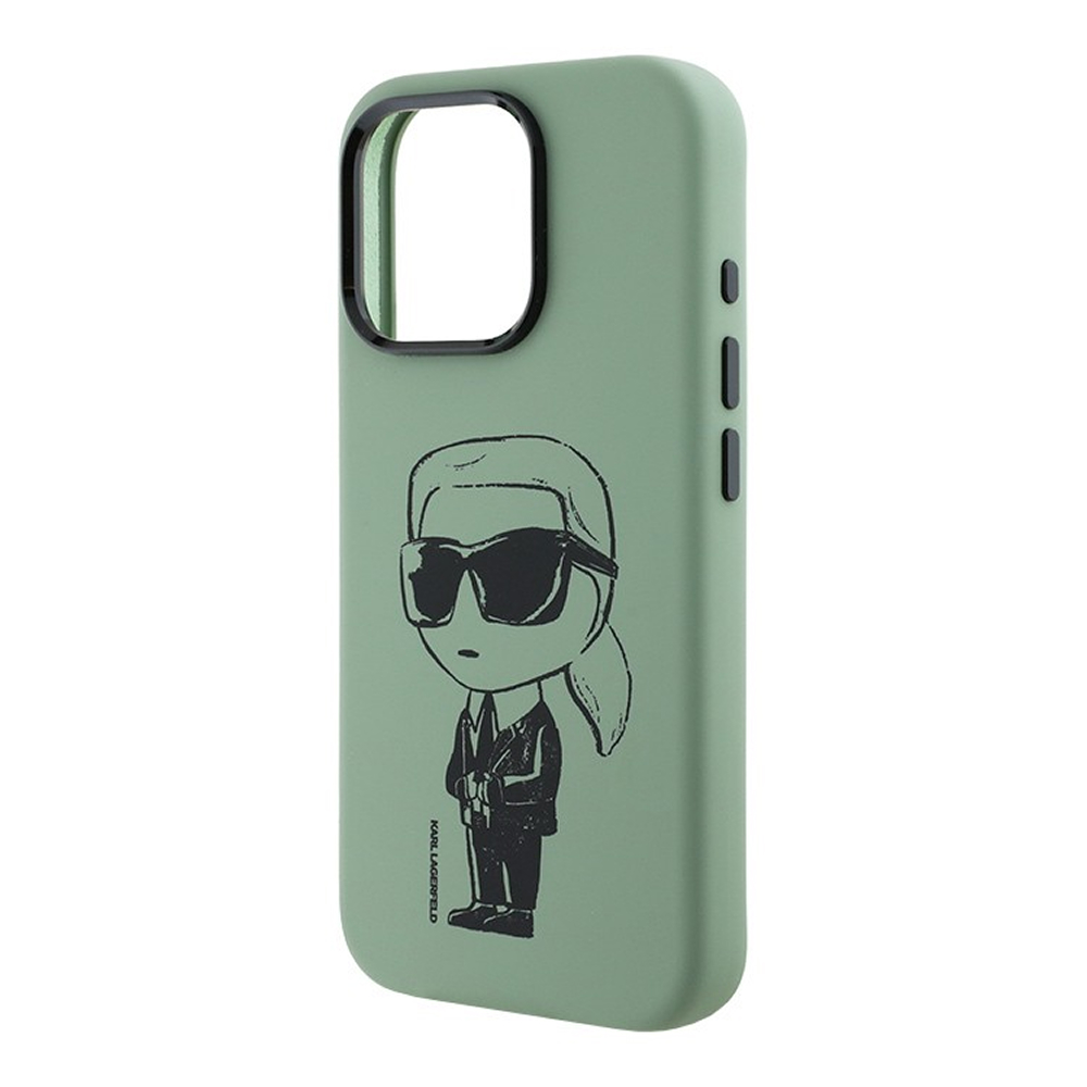 Чехол Lagerfeld Liquid Silicone NFT Graffiti Karl Ikonik для iPhone 16 Pro Max. Цвет: хаки