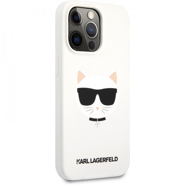 Чехол Lagerfeld для iPhone 13 Pro Liquid silicone Choupette Hard. Цвет: белый