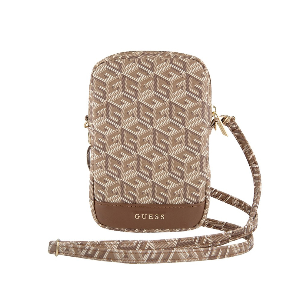Сумка Guess Wallet Zipper Pouch G CUBE для iPhone. Цвет: коричневый