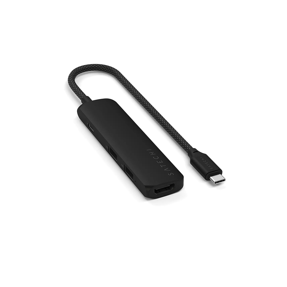 Хаб Satechi Slim Multiport Adapter 4-in-1 1xUSB-C PD, 2xUSB-A 3.2 gen.2, 1xHDMI 4K. Цвет: чёрный