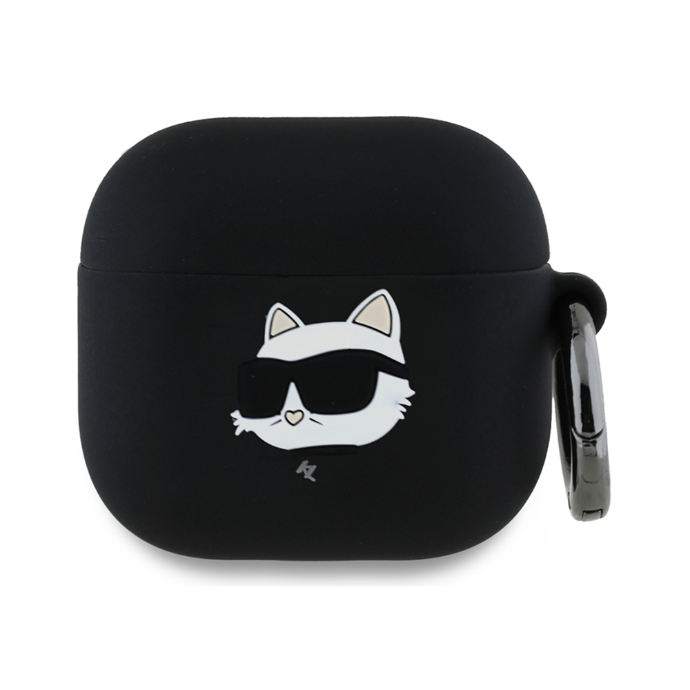 Чехол Lagerfeld Silicone case with ring NFT 3D Choupette для AirPods 4. Цвет: черный