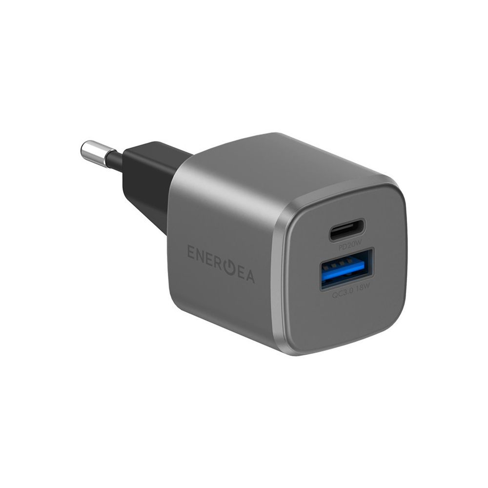 Адаптер питания EnergEA Ampcharge GaN20 USB-C, USB-A QC 3.0, 20W Gunmetal