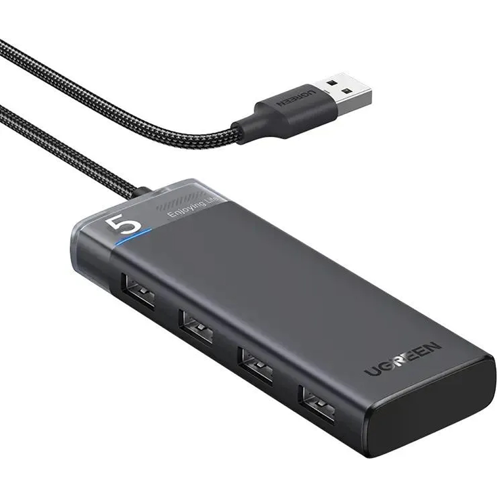 Адаптер UGREEN CM653 4-Port USB-A Hub. Цвет: черный