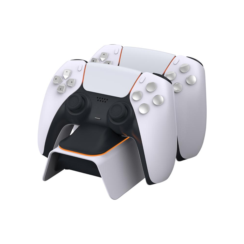 Зарядная станция DOBE TP5-0521S RGB для 2 контроллеров DualSense, с индикаторами заряда, белая