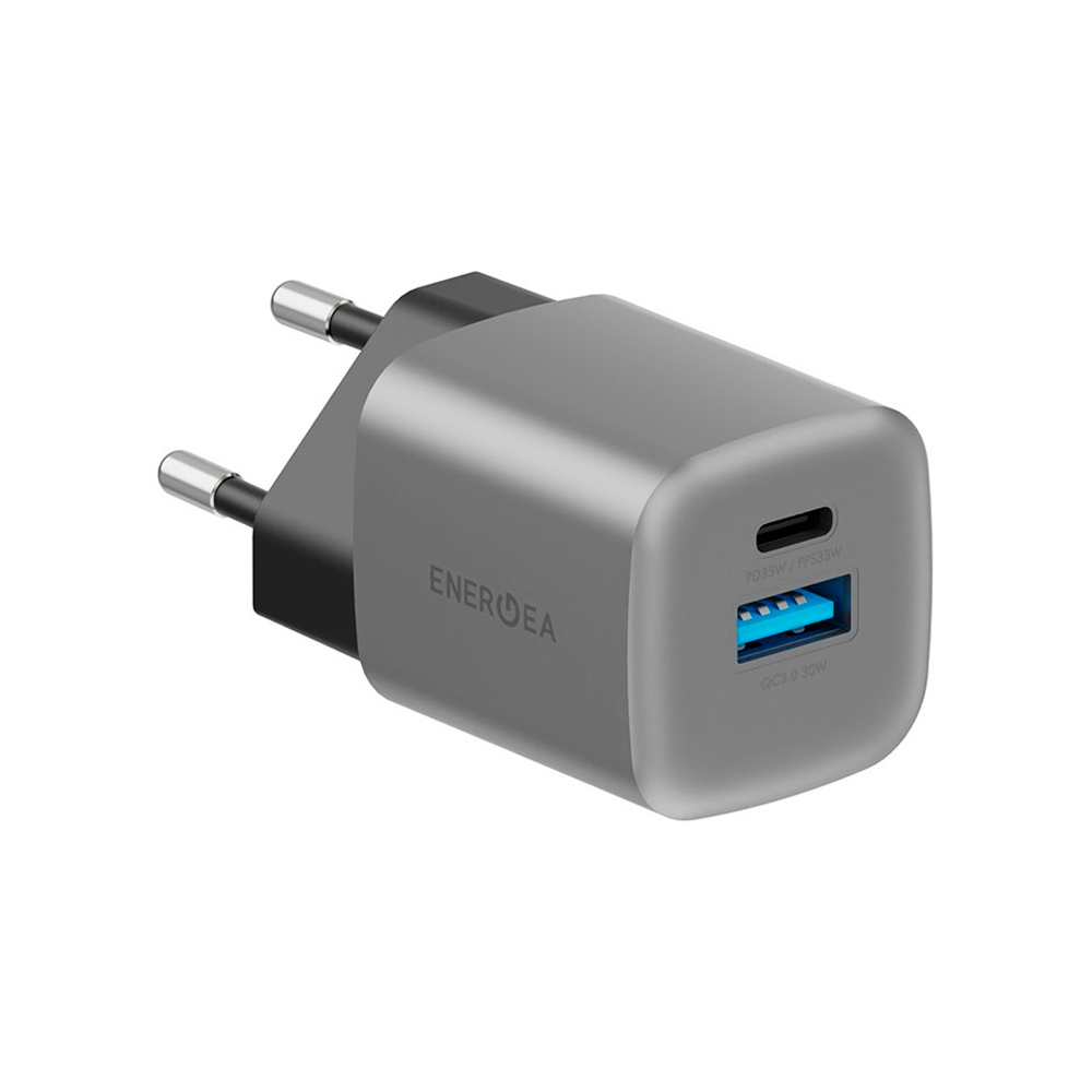 Адаптер питания EnergEA Ampcharge GaN35 USB-C, USB-A QC 3.0, 35W Gunmetal