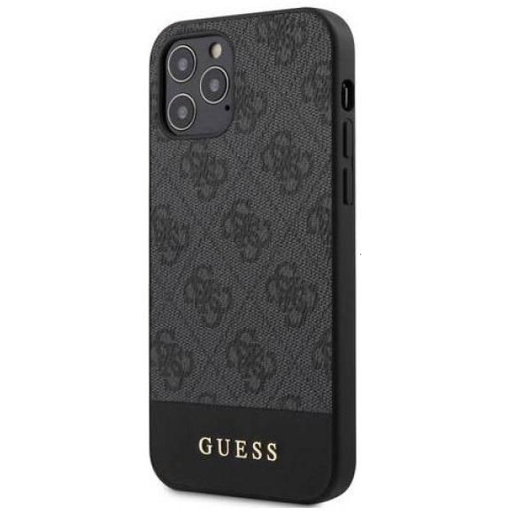 Чехол Guess для iPhone 12/12 Pro Stripe Metal Logo. Цвет: серый