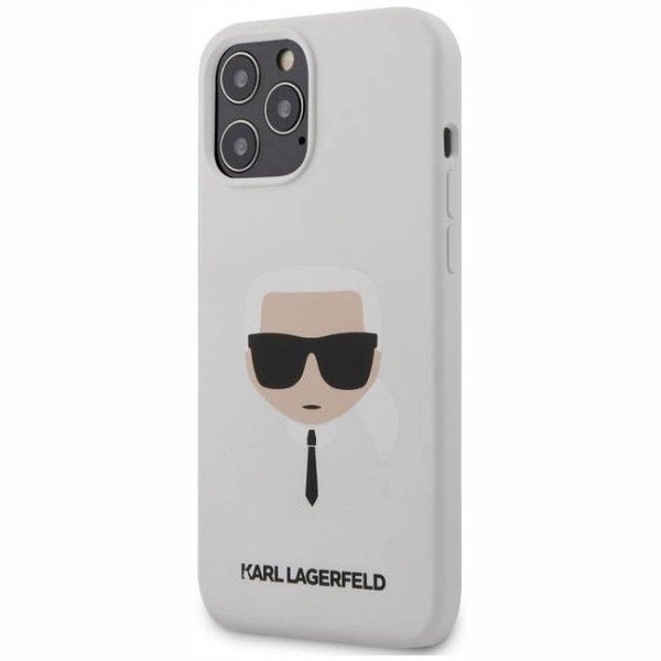 Чехол Lagerfeld для iPhone 12 Pro Max Liquid silicone Karl's Head Hard. Цвет: белый