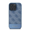Чехол Guess PU 4G Bottom stripe Metal logo для iPhone 16 Pro Max. Цвет: синий