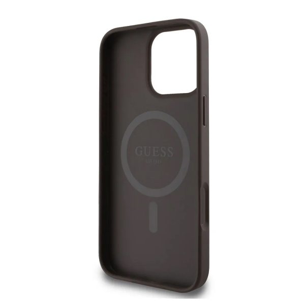 Чехол Guess PU 4G Stripes MagSafe для iPhone 16 Pro Max. Цвет: коричневый