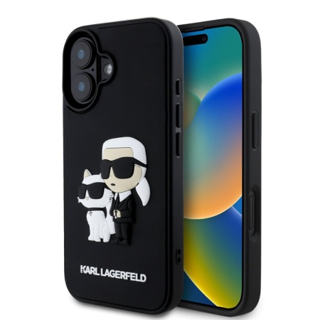 Чехол Lagerfeld 3D Rubber NFT Karl & Choupette для iPhone 16. Цвет: чёрный