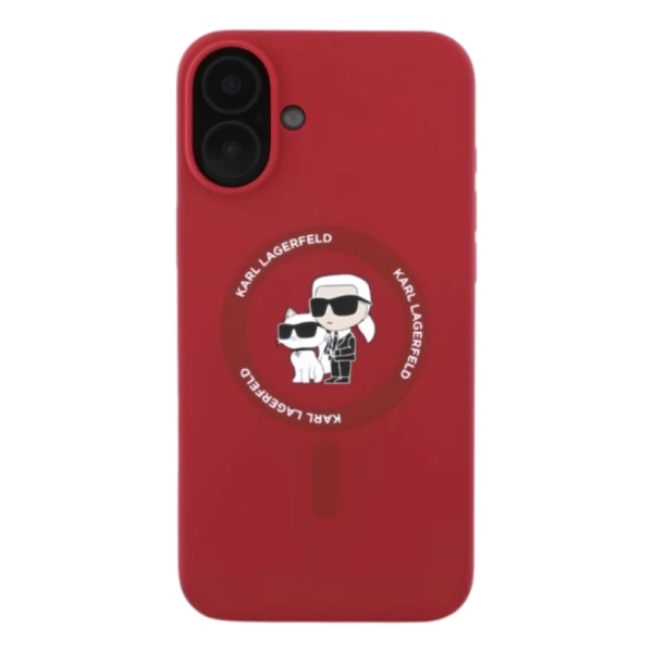 Чехол Lagerfeld Liquid Silicone NFT Karl & Choupette MagSafe для iPhone 16. Цвет: красный