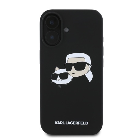 Чехол Lagerfeld Liquid Silicone NFT Karl & Choupette Heads MagSafe для iPhone 16. Цвет: черный