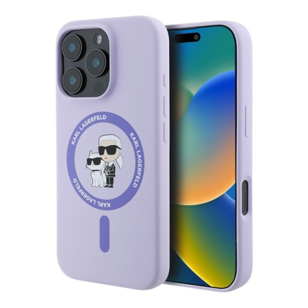 Чехол Lagerfeld Liquid Silicone NFT Karl & Choupette MagSafe для iPhone 16 Pro Max. Цвет: фиолетовый