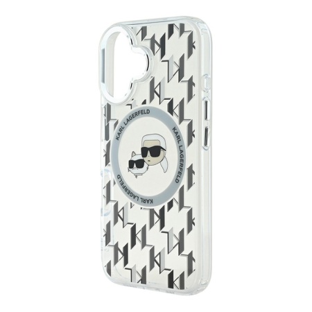 Чехол Lagerfeld PC/TPU Monogram NFT Karl & Choup Metal Cam MagSafe для iPhone 16. Цвет: прозрачный