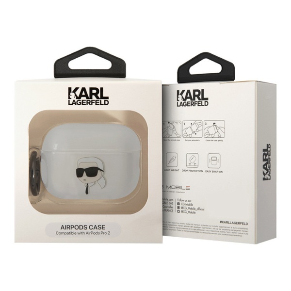 Чехол Lagerfeld NFT Karl для Airpods Pro 2 TPU с кольцом. Цвет: прозрачный