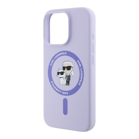 Чехол Lagerfeld Liquid Silicone NFT Karl & Choupette MagSafe для iPhone 16 Pro. Цвет: фиолетовый