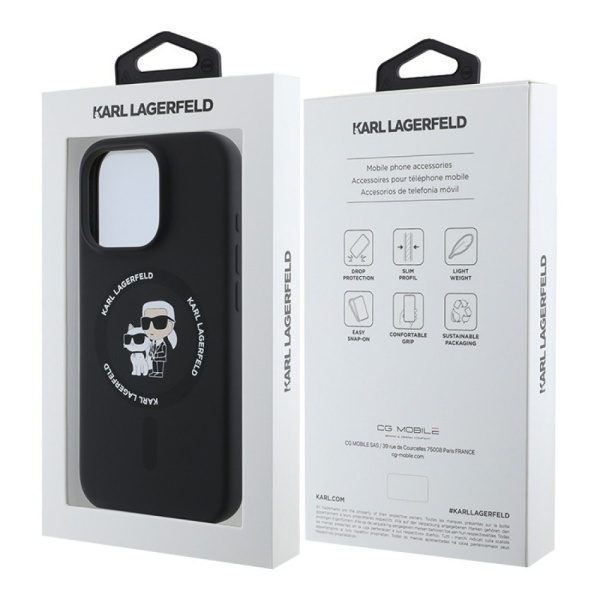 Чехол Lagerfeld Liquid Silicone NFT Karl & Choupette MagSafe для iPhone 16 Pro. Цвет: черный