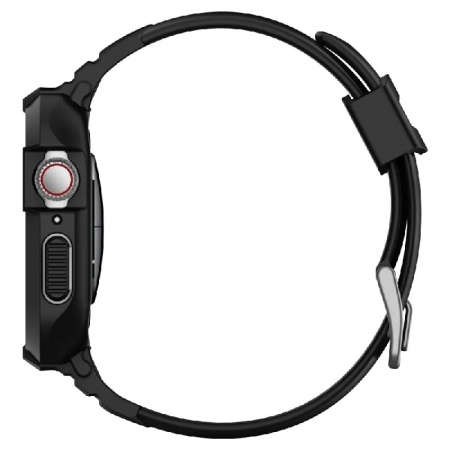Ремешок и защитный чехол SPIGEN RUGGED ARMOR PRO для Apple Watch 44/45мм. Цвет: черный