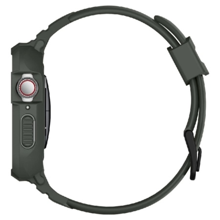 Ремешок и защитный чехол SPIGEN RUGGED ARMOR PRO для Apple Watch 44/45мм. Цвет: зеленый