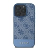 Чехол Guess PU 4G Bottom stripe Metal logo для iPhone 16 Pro. Цвет: синий