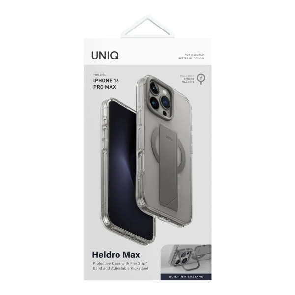 Чехол Uniq Heldro Max with FlexGrip and Camera stand Magsafe для iPhone 16 Pro. Цвет: прозрачный