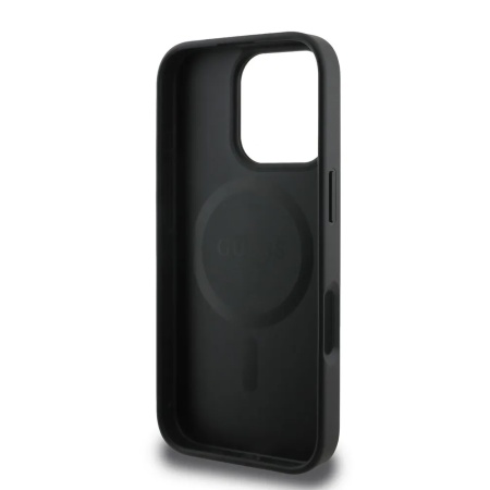 Чехол Guess PU 4G Stripes MagSafe для iPhone 16 Pro Max. Цвет: черный