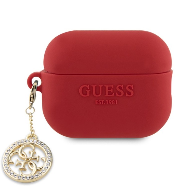 Чехол Guess Liquid Silicone with 4G Diamond charm для AirPods Pro 2. Цвет: фуксия